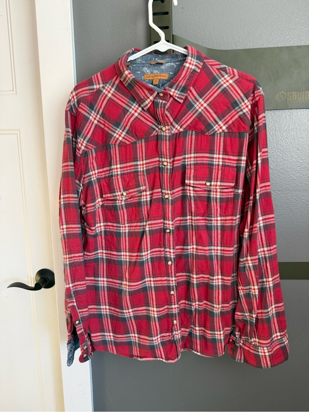 Jachs Red and White Plaid Button-Down Shirt